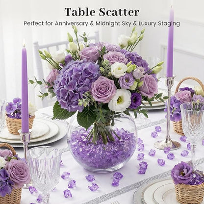 DomeStar Purple Fake Ice Rocks, 150PCS Acrylic Gems Crystals Plastic Diamonds Centerpiece for Vase Fillers Wedding Party Table Scatter
