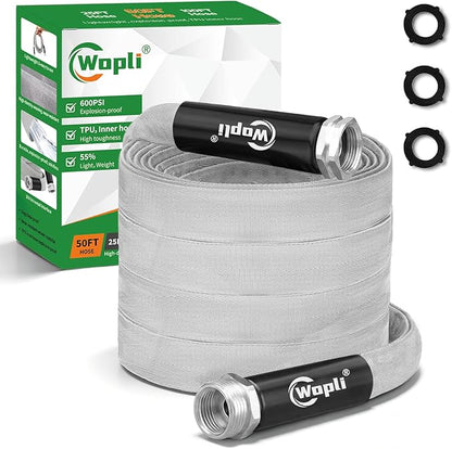 Garden Hose 50ft, Ultra-Light & Flexible Water Hose, Durable, All-Weather, Made of TPU-Drinking Water Safe, Easy to Store & Coil, Kink-Free, Camping, Car Wash, Yard, Garden and Home, Gray