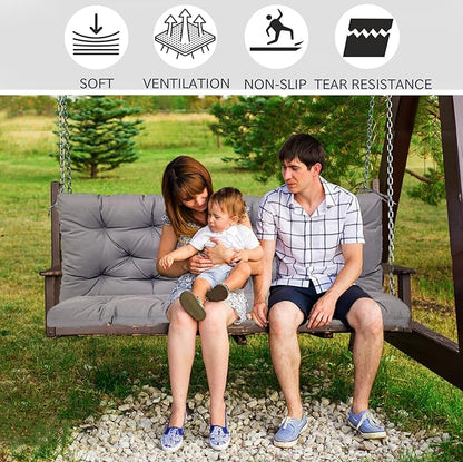 Replacement Cushions for Swing, Swing Cushions 3 Seater Replacement, Waterproof Thicken Washable Pad Cushion for Outdoor Indoor Furniture Swing Patio (Light Gray, 40x60 inch)