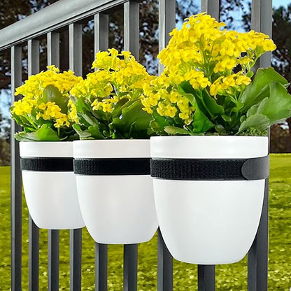 Railing Planter for Outdoor Plants (6-inch, 3-Pack) | Hanging Planter for Railings, Fence Posts | Balcony Wall Planter for Herbs, Flowers and Succulents | Made in The USA