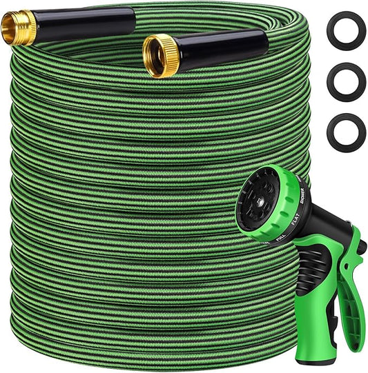Garden Hose 100 ft Flexible Non-Expandable Water Hose Kink-Free Ultra Lightweight Leak-Proof Durable Portable Wear-Resistant Hoses Pipe with 3/4" Brass Fittings for Outdoor Yard Lawn Car Wash