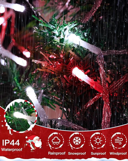 196FT 600LED Christmas Lights Outdoor Waterproof, String Light with Remote, 8 Modes LED Lights Plug in Twinkle Fairy Light for Party Holiday Decor (Red+White)