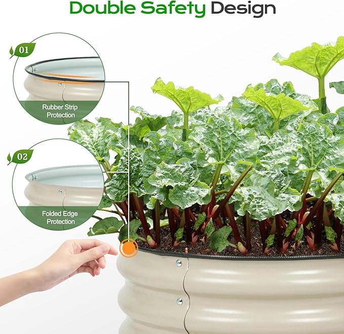 Aoodor 2 Pack 17" Tall 24" Metal Raised Garden Bed, Outdoor Planter Box and Raised Garden Kit for Vegetables, Flowers, and Herbs, Beige