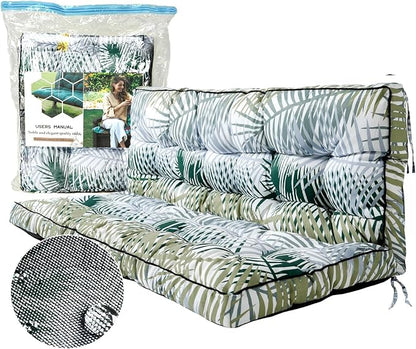 Replacement Cushions for Swing, Swing Cushions 3 Seater Replacement, Waterproof Thicken Washable Pad Cushion for Outdoor Indoor Furniture Swing Patio (Bamboo Leaf, 40x63 inch)