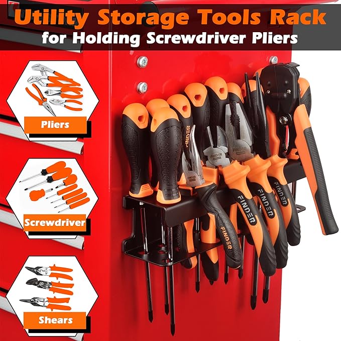 ULIBERMAGNET Magnetic Screwdriver Holder Rack,Heavy Duty Magnetic Pliers Holder,Tools Organizer Rack for Screwdriver, Plier, Shears,Magnetic Mount Tools Rack for Garage,Tool Cart,Pegboards,Workbench