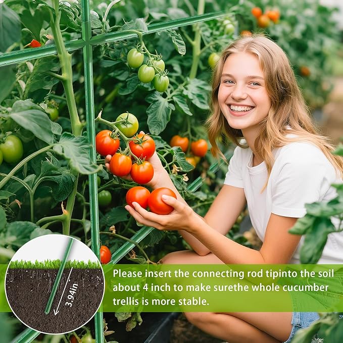 51x17x49 Inch Garden Tomato Cages Planter with 46 Gallon Grow Bags, Square Plant Support Trellis,for Vertical Climbing Plants Vegetables Fruits Flowers Outdoor Gardening Supplies