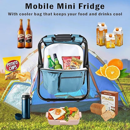 Kikerike Backpack Stool Cooler Chair Heavy Duty 300 LBS Max Load Portable Lightweight Folding Fishing Cooler for Camping Hunting Fishing - Sky Blue