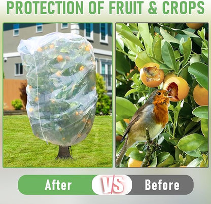 Fruit Tree Netting, Plant Mesh Netting for Garden Protection, Blueberry Bush Insect Netting Cover as Garden Pest Barrier from Cicadas, Bug, Bird (10x10 FT, 2Pcs, Zipper & Drawstring Design)