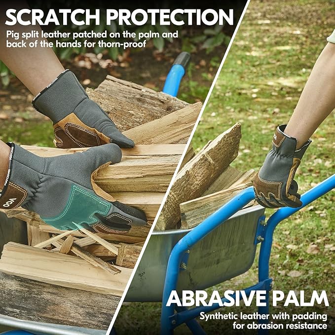 Vgo... 1-Pair Gardening Gloves Men, Safety Work Gloves, Puncture-proof, Thornproof, Touchscreen (SL7475)
