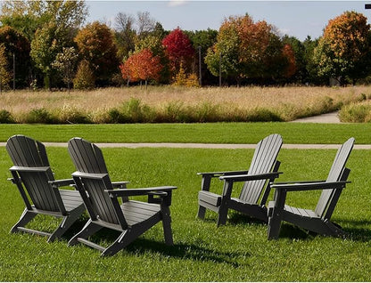 FUNBERRY Folding Adirondack Chair Set of 4, All Weather HDPE Fire Pit Chairs with Cup Holder for Outdoor