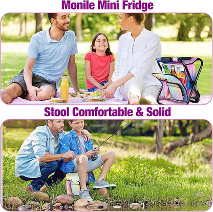 Kikerike Backpack Stool Cooler Chair Heavy Duty 300 LBS Max Load Portable Lightweight Stool Backpack Folding Fishing Cooler Seat for Camping Hunting Fishing - Multicolor