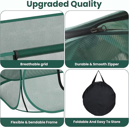 2-Pack Raised Garden Bed Covers, 45" x 22" x 17" Mesh Crop Cage, Pop-Up Plants Cover with 30% Shade Cloth for Seedlings Vegetables Fruits Flowers, Protects Against Birds Animals Pests with 16 Stakes