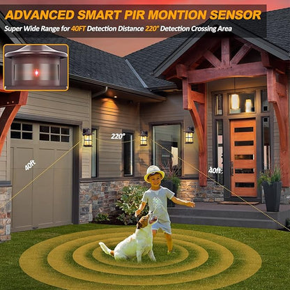 2 Packs Motion Sensor Outdoor Lights - Dusk to Dawn Outdoor Lighting, Oil Rubbed Bronze Porch Lights Outdoor Wall Sconce, Waterproof Exterior Light Fixtures for House, Garage, Entryway Anti-Rust, E26