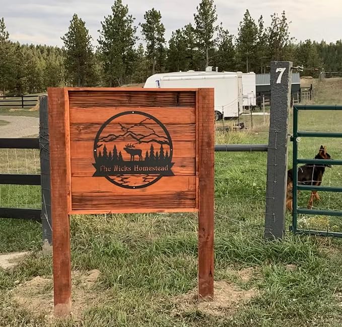 RealSteel Personalized Elk Metal Wall Art – Custom Rustic Home Decor with Mountain Landscape, Perfect for Indoor & Outdoor Spaces, Hunting Lodge, Cabin, or Farmhouse Decoration