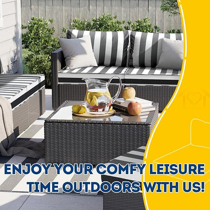 AAAAAcessories Outdoor Seat Cushions for Chairs, Fade-Resistant, Waterproof Patio Furniture Replacement Cushions, 25.5" x 25.5" x 5" + 25.5" x 13.5", Gray Cabana Stripe