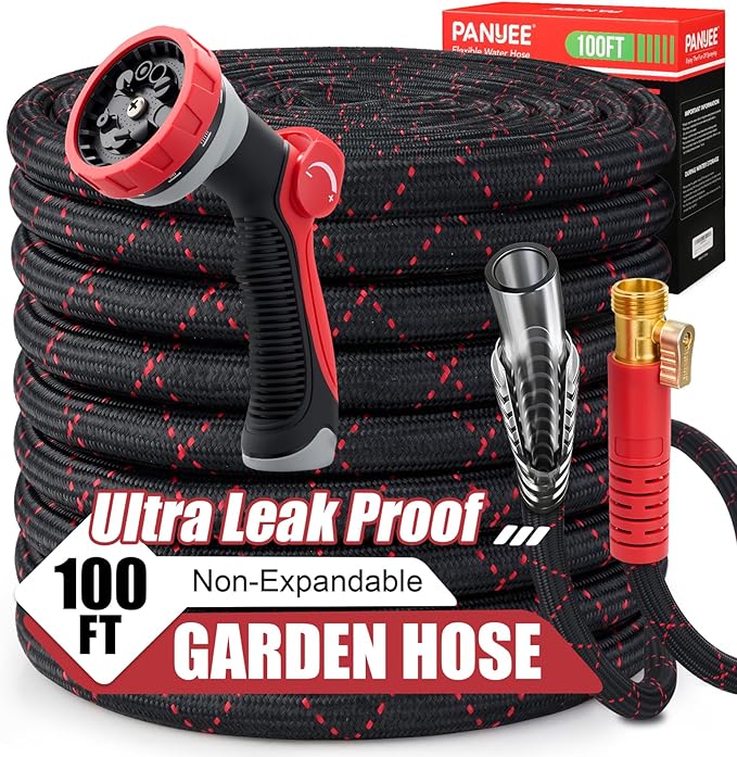 PANYEE 100FT Garden Hose, Flexible Water Hose,Lightweight Non-Expanding Leak Proof hose with 10 Functions Sprayer, Durable, Anti-Kink,Pressure Resistant for Yard, Outdoor