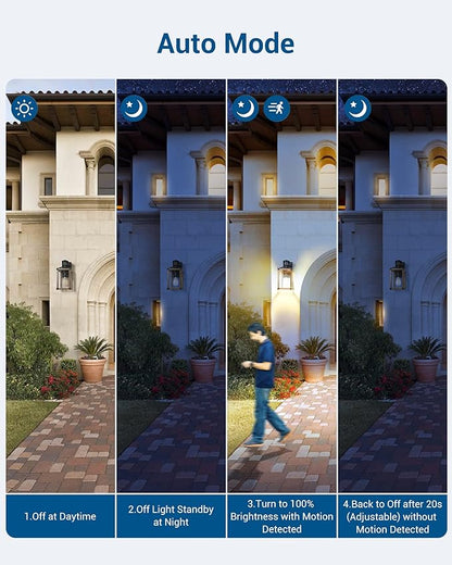 DEWENWILS Motion Sensor Outdoor Wall Lights, Dusk to Dawn Exterior Wall Lanterns, Farmhouse Front Porch Light Fixtures with Clear Glass, Outside Wall Mount Lamp for House Doorway Garage Patio