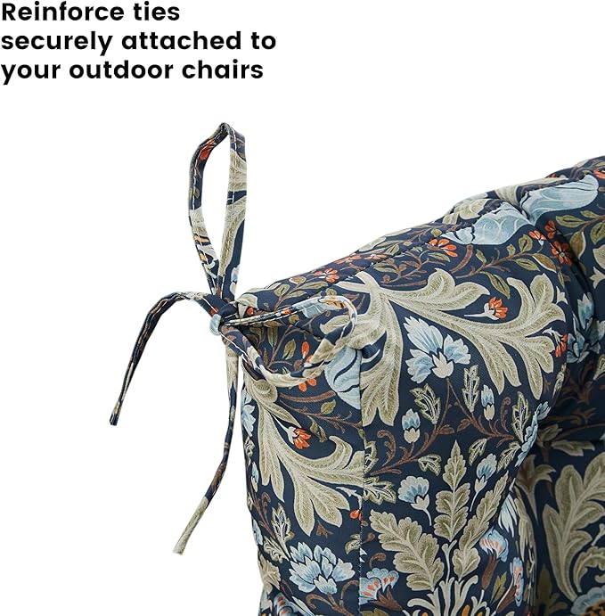 ARTPLAN Seat/Back Outdoor Chair Cushion,Set of 4 Patio Chair Cushion with Tie,Tufted Replacement for Patio Furniture,40x20x4 Inches,4 Count,Floral