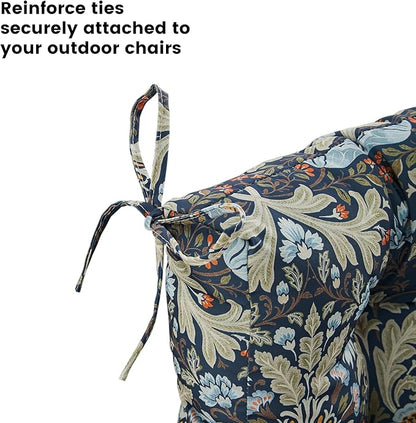 ARTPLAN Seat/Back Outdoor Chair Cushion,Set of 4 Patio Chair Cushion with Tie,Tufted Replacement for Patio Furniture,40x20x4 Inches,4 Count,Floral