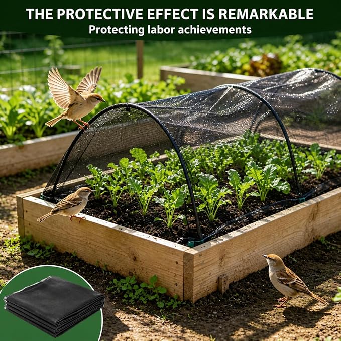 Stronger Garden Mesh Netting - 10 x 20 ft, PE Ultra-Fine Mesh Bird Barrier Net for Plants & Vegetables, OutdoorPatio Balcony Terrace Screen, Tear-Resistant Breathable Shade Netting | Black (33% Shade)