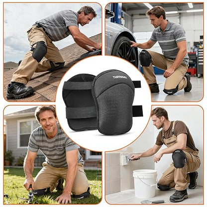 Professional Knee Pads with Adjustable Straps, Kneepad Heavy Duty Foam Padding, Black