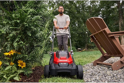 CRAFTSMAN Push Mower 15 in, 2 x 4 Ah V20 Batteries and 2 Chargers Included, Up to 45 Min of Runtime, Lightweight, Easy to Maneuver Electric Lawn Mower Cordless with Grass Bag (CMCMWP120M2)