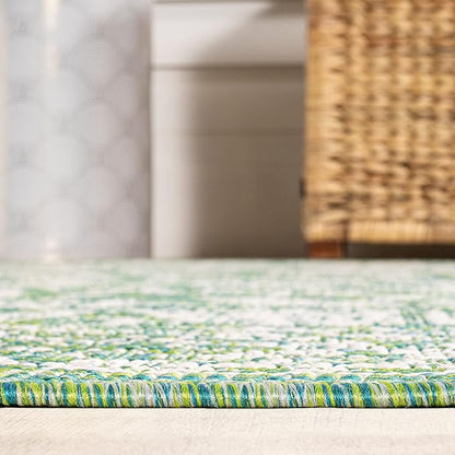 JONATHAN Y Weave Floral Indoor Outdoor Area Rug 8X10 Cream/Green, Tela Bohemian Textured for Backyard, Patio, Porch, Easy-Cleaning, High Traffic, Pet-Friendly, Non-Shedding (SMB100F-8)