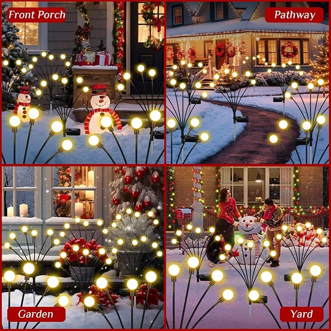 ZFNN Solar Garden Lights Outdoor, 4 Pack Firefly Swaying Lights, Waterproof Garden Decor for Yard Patio Pathway Lawn, Gardening Gifts for Women Christmas Decoration