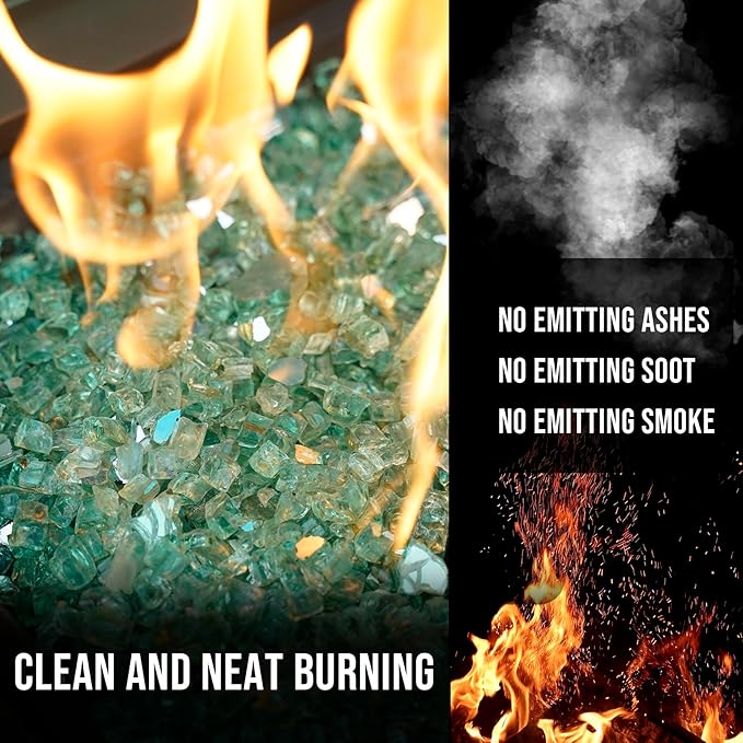 Skyflame 10-Pound Fire Glass for Fireplace Fire Pit and Landscaping, 1/2-Inch Light Green Reflective