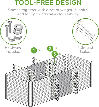 Best Choice Products 4x2x2ft Outdoor Metal Raised Garden Bed, Deep Root Box Planter for Vegetables, Flowers, Herbs, 119 Gallon Capacity, 100% Non Toxic Materials - Dark Brown Wood Grain
