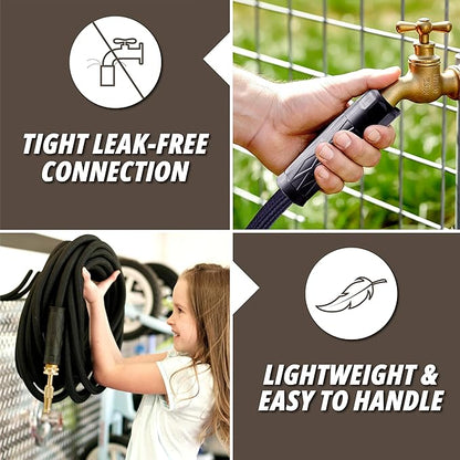 Hydrosteel PRO 100 Ft Heavy Duty Metal Garden Hose with Nozzle, Water Hose Made from 304 Stainless Steel, Flexible, Lightweight, Brass Crush Resistant Fittings, Kink Free, 5/8” Diameter, 600 PSI