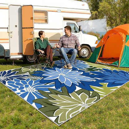 ZonLi Colorful Outdoor Rug 6x9Ft Waterproof Multicolored Indoor Area Rug Washable Outdoor Patio Rugs Tropical Floral Non Slip Outdoor Carpet for Living Room, Pool,Backyard,Deck,Camping
