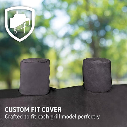 Char-Griller® Grand Champ™ Grill Cover, Shields and Protects from Moisture, Wind, Sand, Birds and Dirt, PVC and Polyester Blend, Black, Designed to Fit Model # 8250.