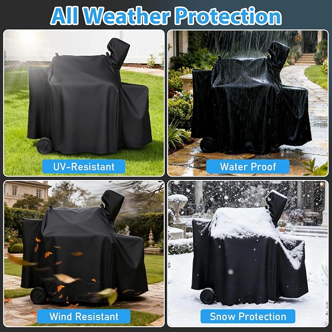 Utheer Grill Cover for Green Mountain Daniel Boone Prime WiFi Grills and Green Mountain Grill Ledge Model, Heavy Duty 600D Waterproof Fabric Grill Cover for GMG DB Prime WiFi, Black