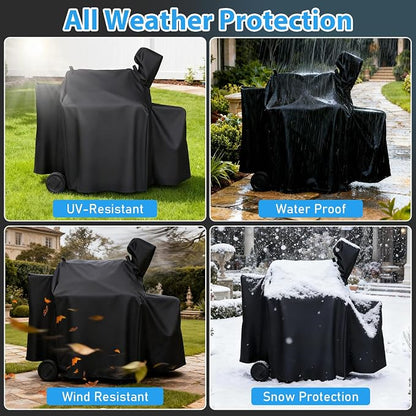 Utheer Grill Cover for Green Mountain Daniel Boone Prime WiFi Grills and Green Mountain Grill Ledge Model, Heavy Duty 600D Waterproof Fabric Grill Cover for GMG DB Prime WiFi, Black