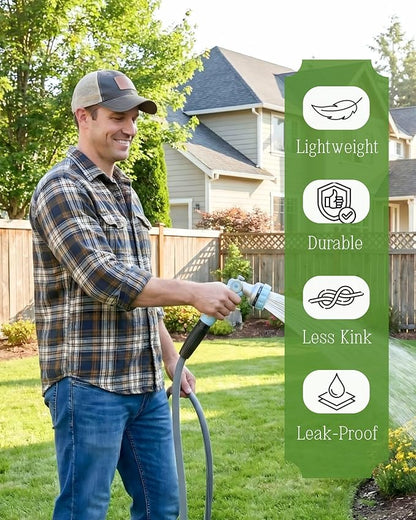 Lightweight Garden Hose 100FT, Flexible Kink Resistant Water Hose, Non-Expanding Heavy Duty for Lawns RV Gardening and Outdoor, 5/8 inch