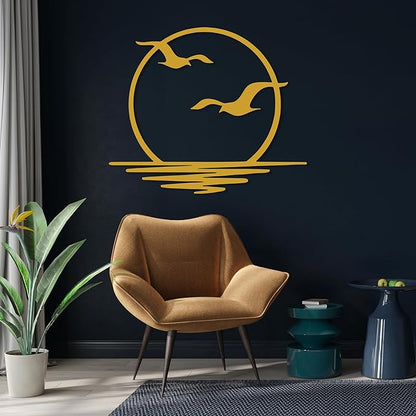 Sunrise Metal Wall Art, Sunset Metal Wall Decor for Living Room, Sunshine Line Art Home Decor Outdoor Indoor, Sun Design Modern Artwork for Walls, Abstract Sunset Wall Decor, Housewarming Gifts