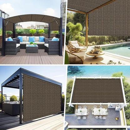 Shade&Beyond 9' W × 27' L Pergola Shade Cover Mocha Pergola Cover Canopy Replacement Shade Cloth for Garden, Patio, Deck, Porch with Grommets and Rods(Make Custom Size)