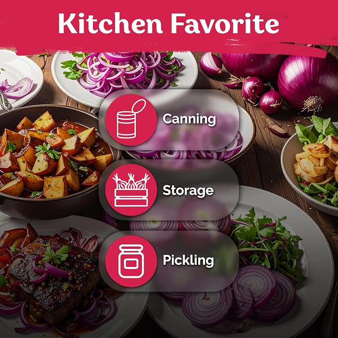 KVITER 350 Red Creole Onion Seeds (Allium Cepa) - Cebolla Roja, Short Day Kitchen Onion for Fresh Cooking, Heirloom Seed Packets- Vegetable Seeds for Outdoor Vegetable Garden, Containers, Greenhouses