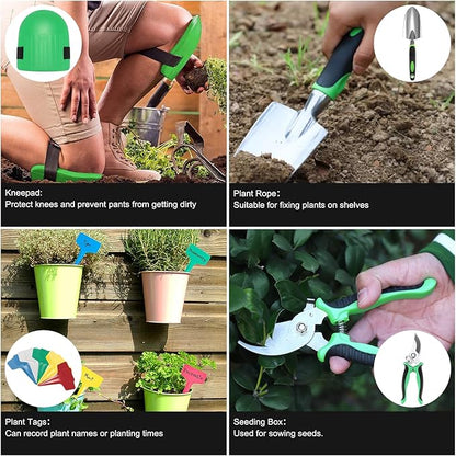 Gardening Supplies, Garden Tool Set, 19 Pcs Stainless Steel Garden Tool Kit with Bag, Ideal Gardening Gifts for Women