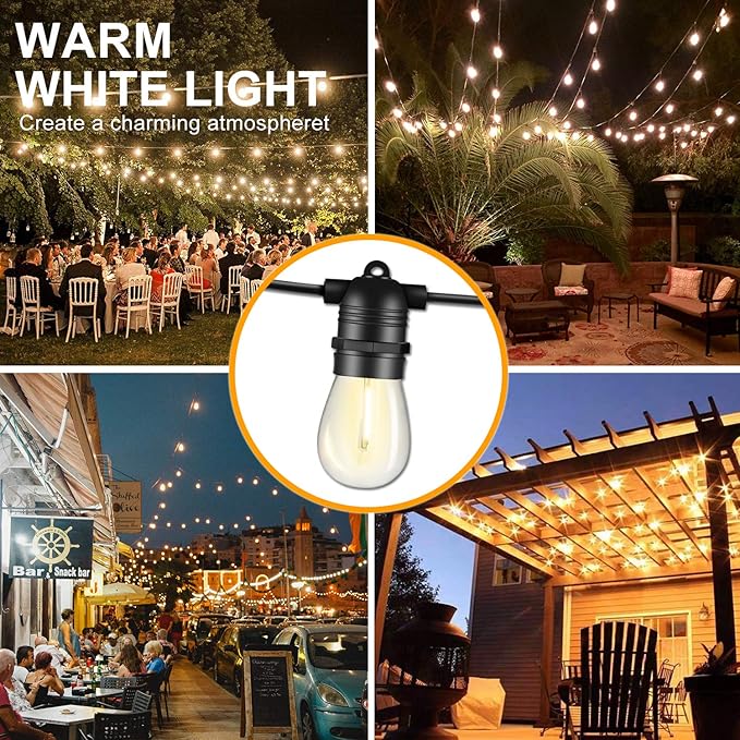 SUNAPEX Solar String Lights Outdoor Waterproof,96FT Solar Patio Lights with Shatterproof Edison Bulbs,Outdoor String Lights Solar Powered for Patio,Camping,Backyard