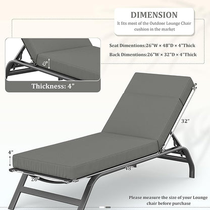 Chaise Lounge Cushions Outdoor, 80" L X 26" W X 4" D Lounge Chair Cushions for Outdoor Furniture, High-Density Foam Outdoor Chaise Cushion-Waterproof Fade-Resistant ThickPatio lounge chair cushion