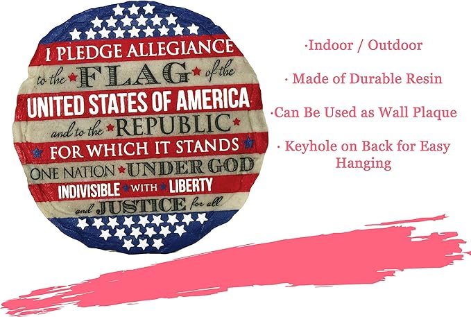 Spoontiques - Garden Décor - Pledge of Allegiance Stepping Stone - Decorative Stone for Garden