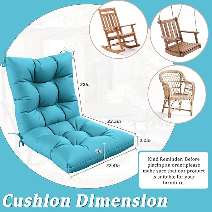 Patio Seat&Back Chair Cushions for Outdoor Furniture，Comfortable Cushions for Rocking/Dining/Lawn Chair-Set of 2