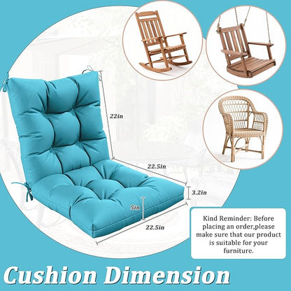 Patio Seat&Back Chair Cushions for Outdoor Furniture，Comfortable Cushions for Rocking/Dining/Lawn Chair-Set of 2