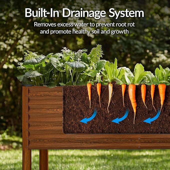 Best Choice Products 72x24x30in Non Toxic Galvanized Raised Garden Bed, Metal Elevated Planter Box, Vegetable Garden, 100% Non Toxic Materials - Wood Grain