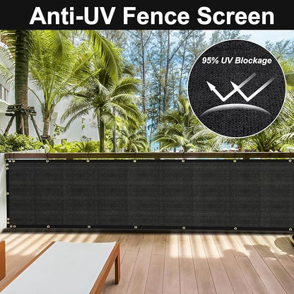 SPORTYOUTH 3ft x 50ft Fence Privacy Screen, Heavy Duty 150 GSM Fencing Mesh Shade Cover Windscreen with Brass Grommets for Outdoor Wall Deck Garden Backyard Porch, Cable Zip Ties Include, Black