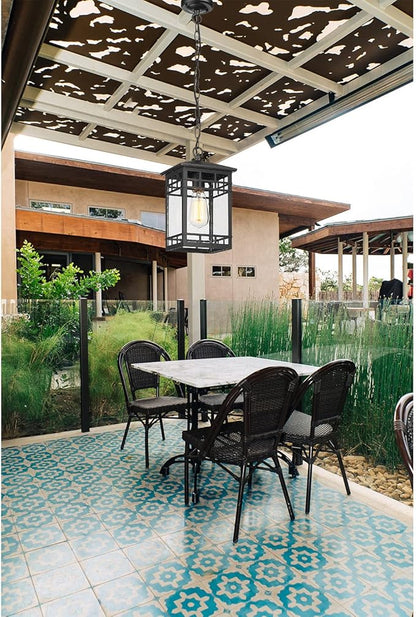 Treekee Outdoor Pendant Lighting, Hanging Lantern with Adjustable Chain, Exterior Hanging Porch Light in Black Finish with Seeded Glass, Outside Pendant Lamp for Front , Entry, Patio, Gazebo