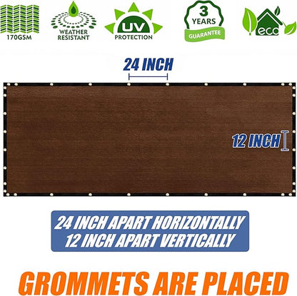 Amgo Custom Made 3' x 1' Brown Balcony Privacy Screen, Apartment Porch Railing Patio Fence Windscreen Fabric Cloth, Heavy Duty, Commercial and Residential, 90% Blockage (We Customize)