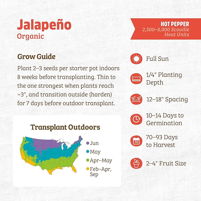 Back to the Roots 100% Organic Seed Packets Jalapeno (Pack of 2)